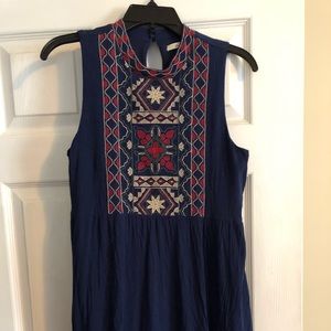 Navy tunic with detailed embroidery